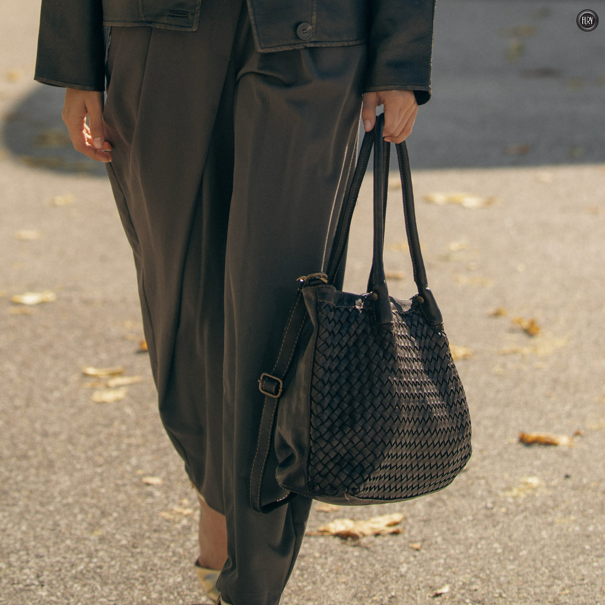 Borsa Caterina Riva in pelle intrecciata