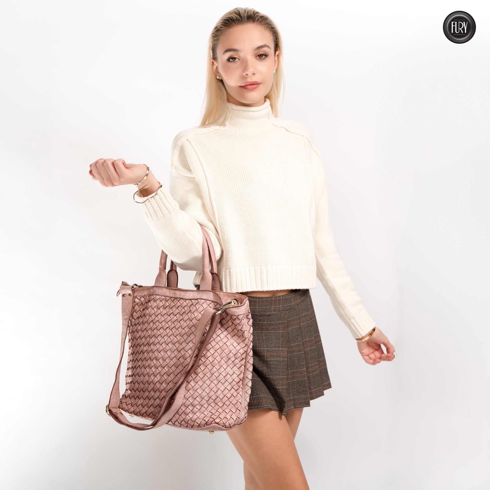 Borsa Virginia in pelle intrecciata