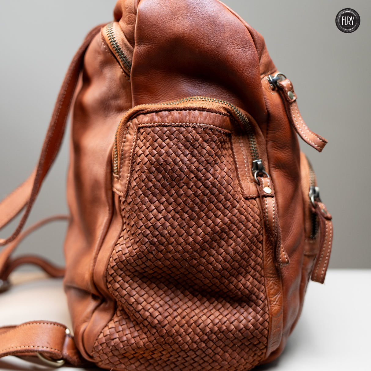 Zainetto Volterra in pelle intrecciata