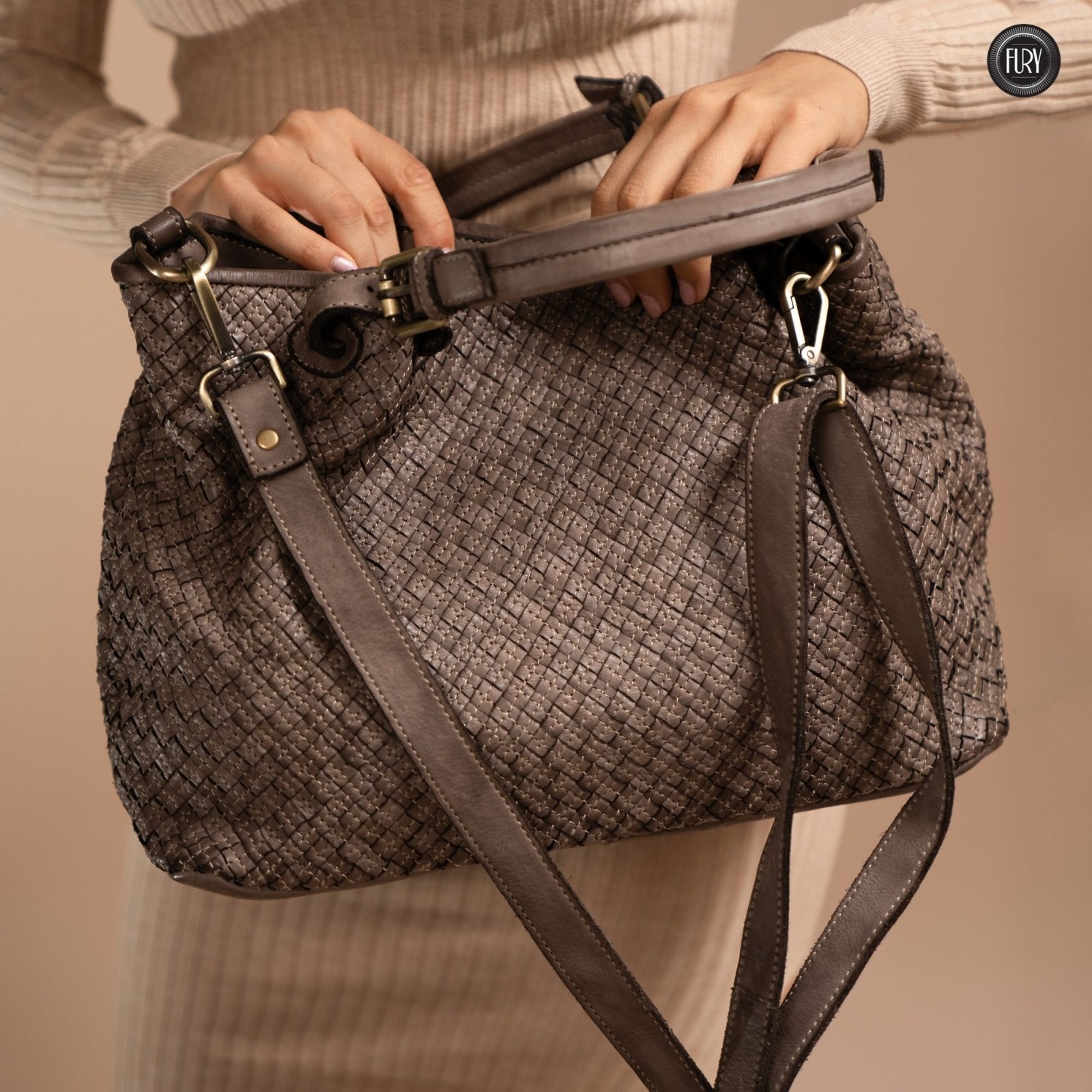 Borsa Agata in pelle intrecciata - Fury