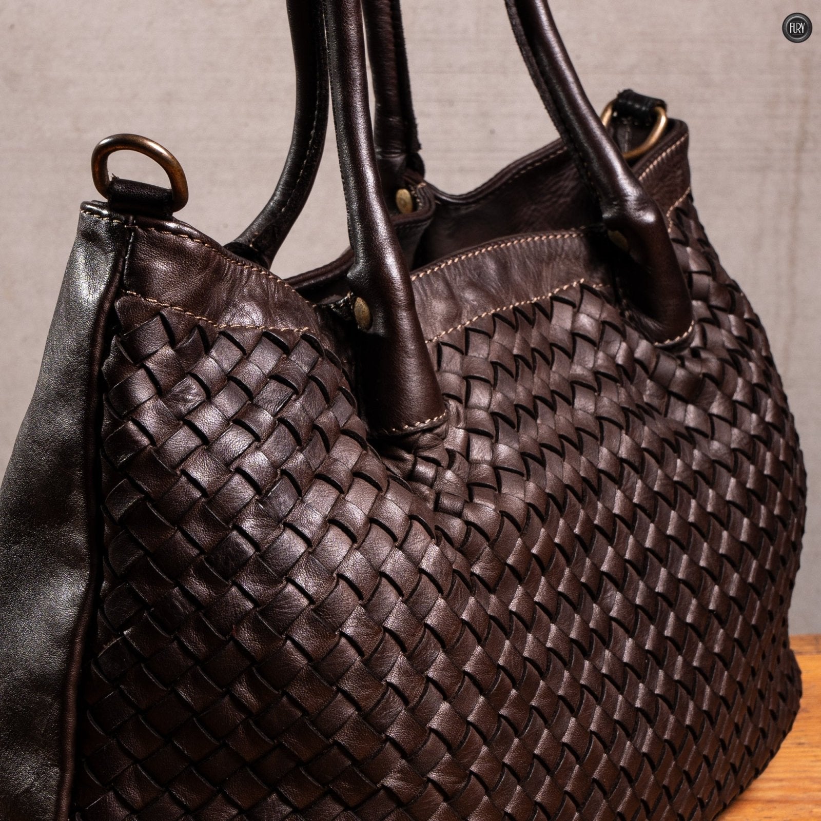 Borsa Caterina Riva in pelle intrecciata - Fury