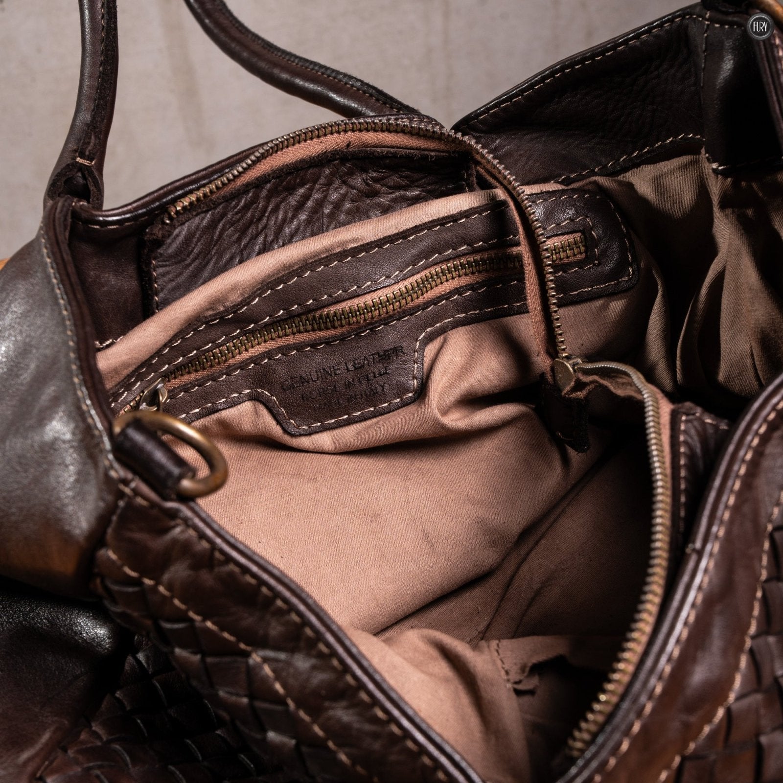 Borsa Caterina Riva in pelle intrecciata - Fury