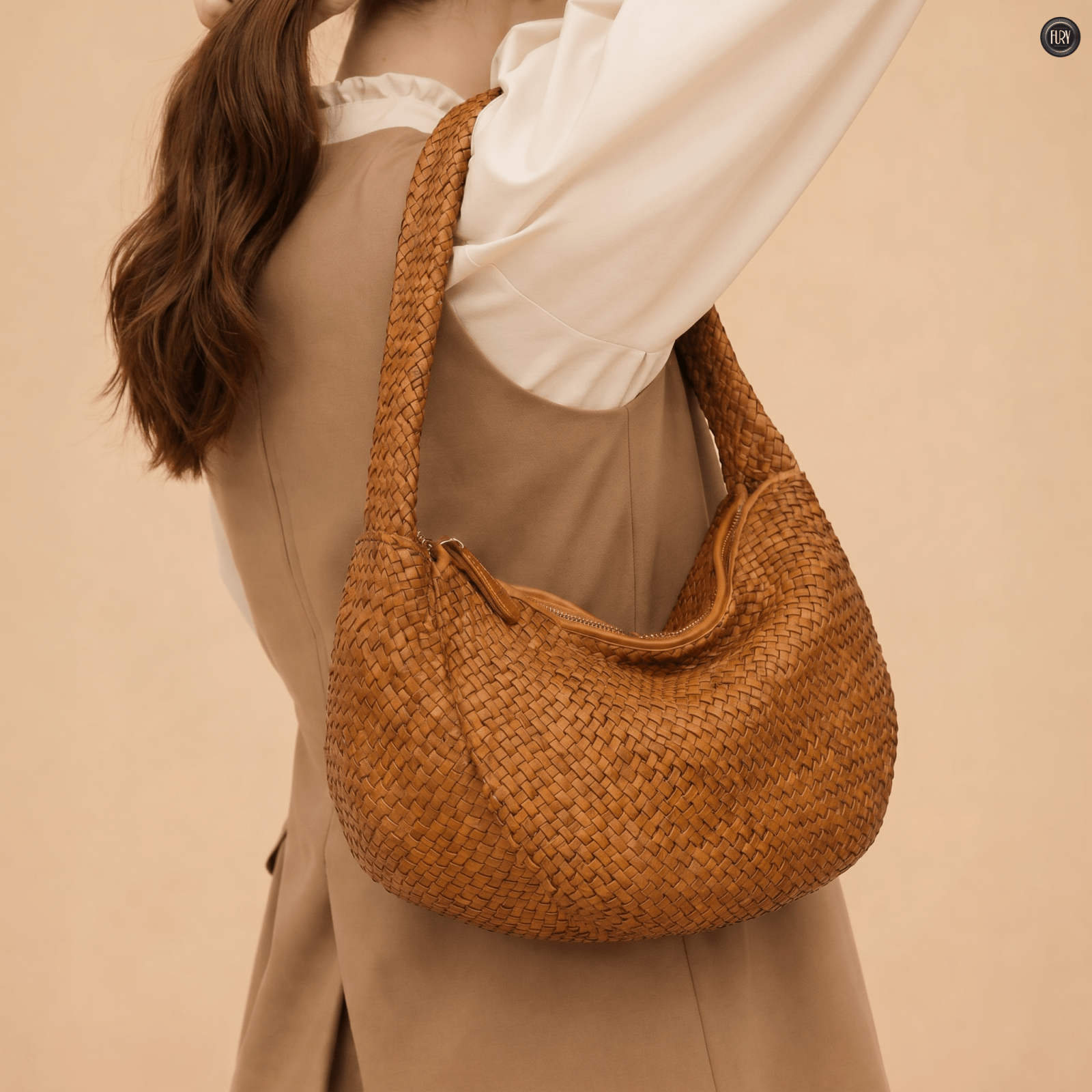 Borsa Elvira in pelle intrecciata - Fury