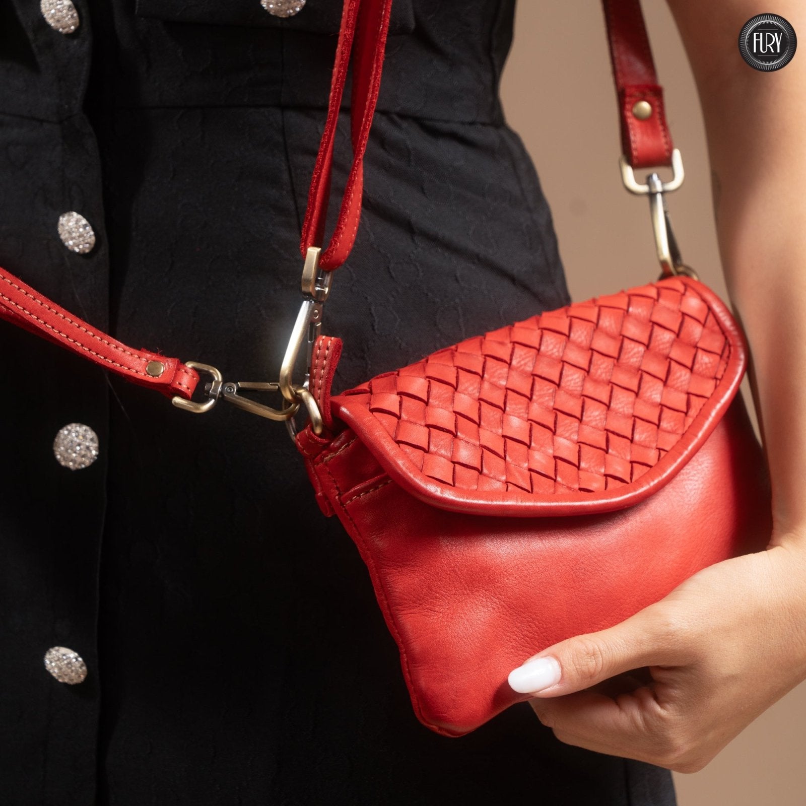 Pochette Tecla in pelle intrecciata - Fury