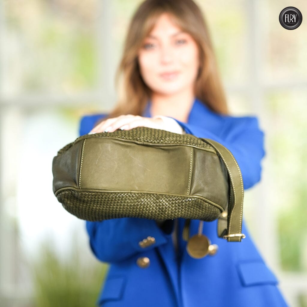 Borsa a spalla Ginger in pelle intrecciata Fury