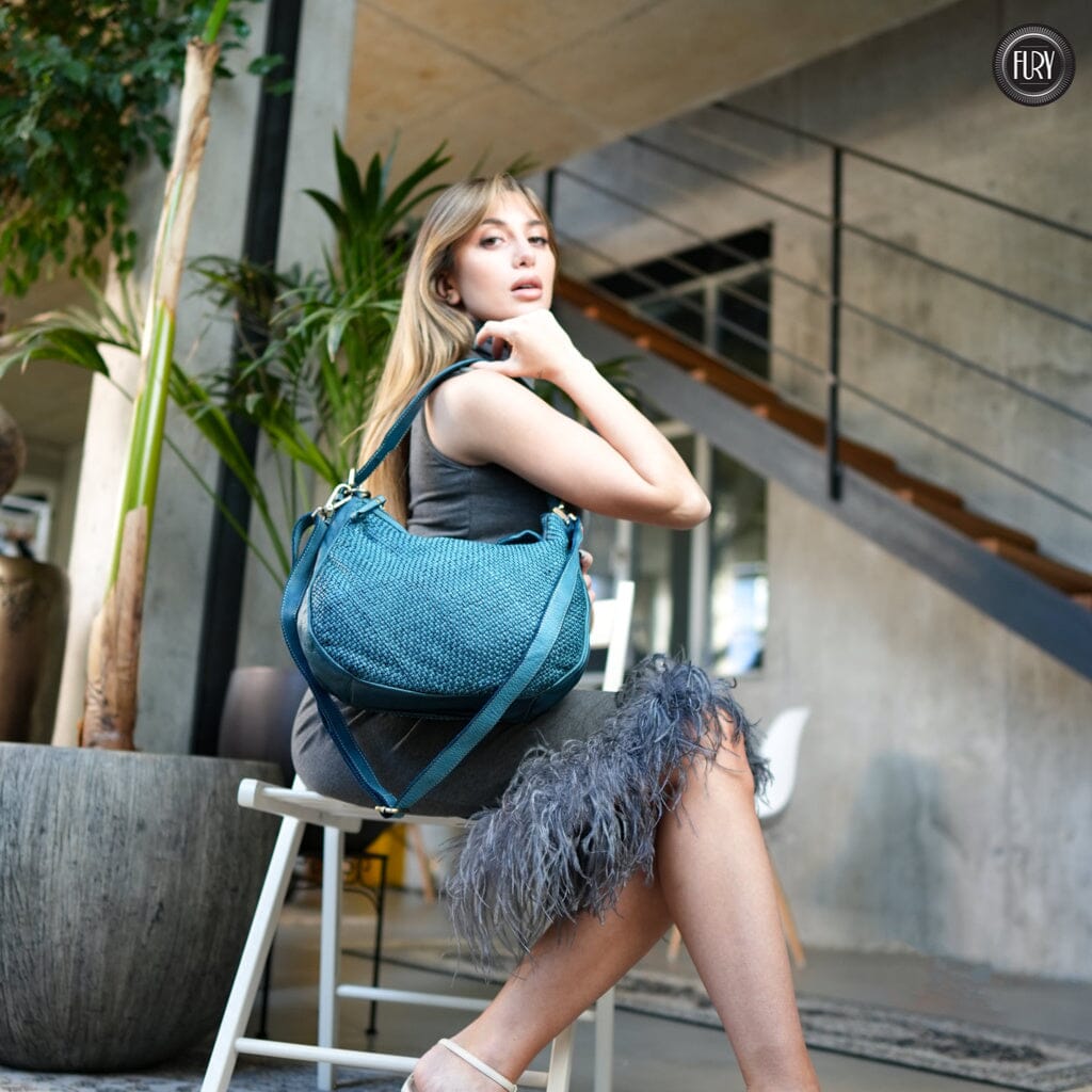 Borsa a spalla Ginger in pelle intrecciata Fury