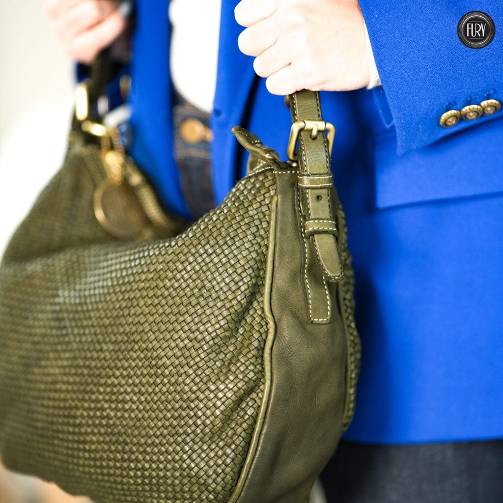 Borsa a spalla Ginger in pelle intrecciata Fury