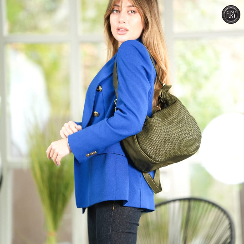 Borsa a spalla Ginger in pelle intrecciata Fury