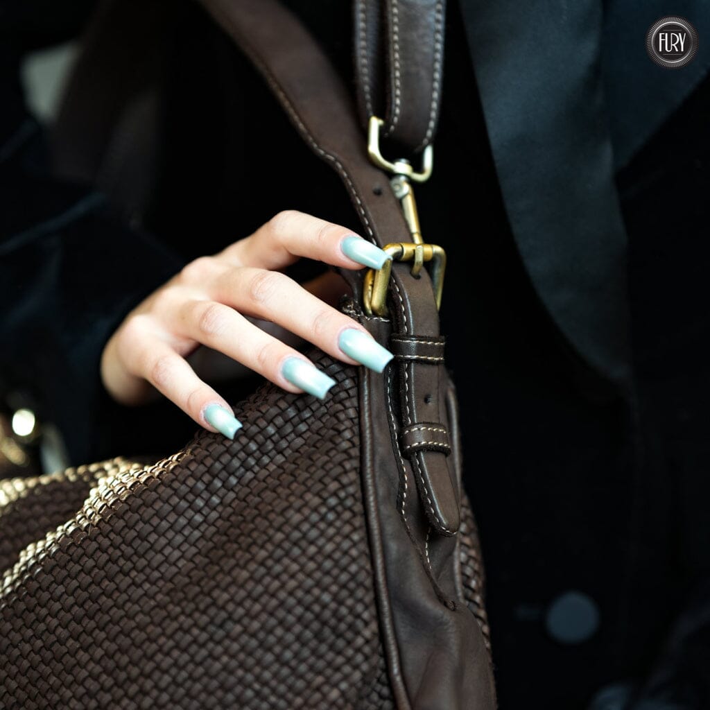 Borsa a spalla Ginger in pelle intrecciata Fury