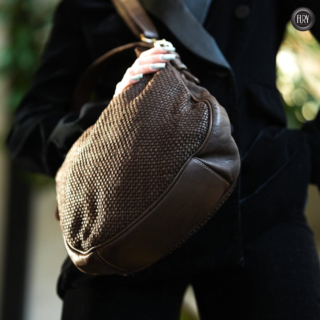 Borsa a spalla Ginger in pelle intrecciata Fury