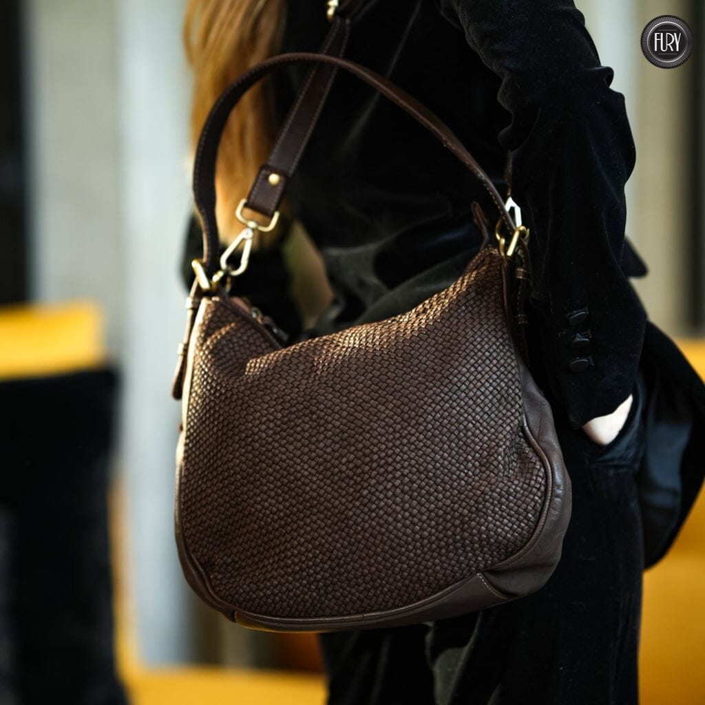 Borsa a spalla Ginger in pelle intrecciata Fury