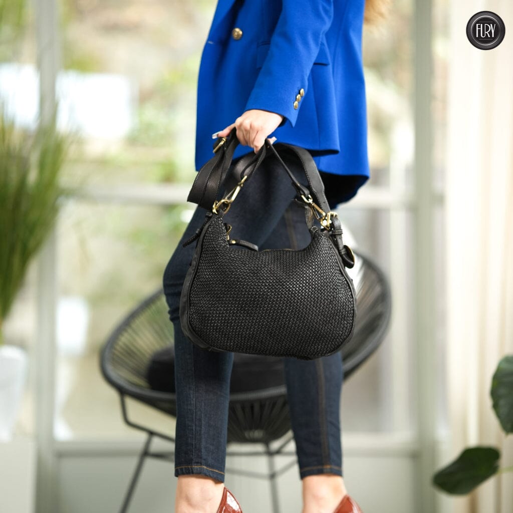 Borsa a spalla Ginger in pelle intrecciata Fury