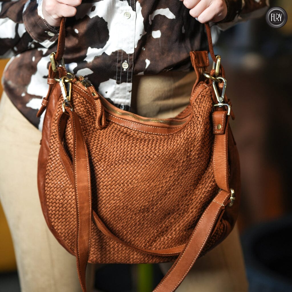Borsa a spalla Ginger in pelle intrecciata Fury