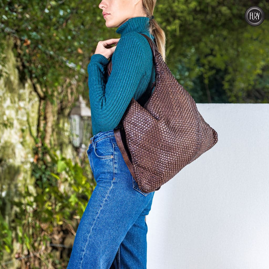 Borsa Anastasia in pelle intrecciata - Fury