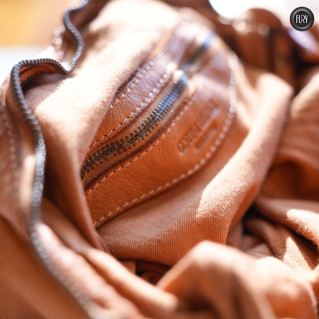 Borsa Prime in pelle intrecciata Fury Bags#colore_cuoio