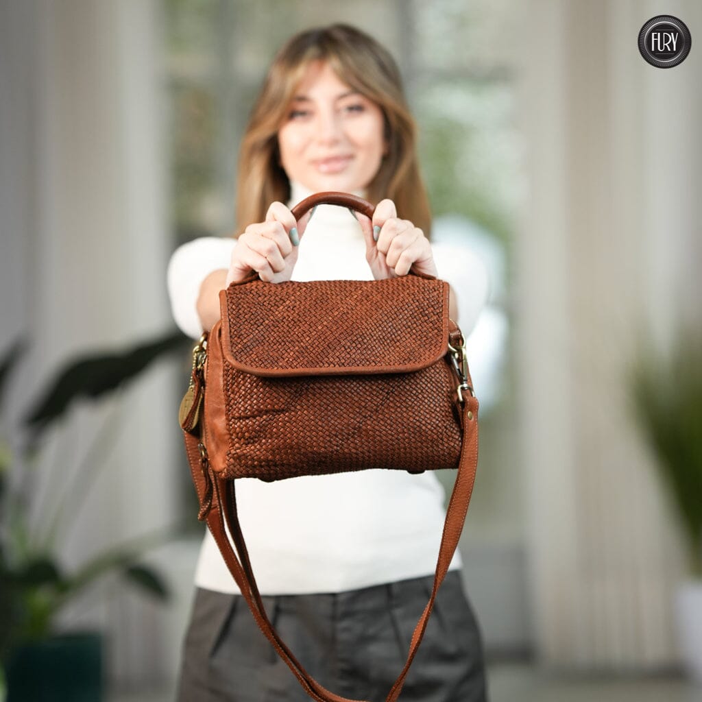 Borsa Siena Maxi in pelle intrecciata Fury