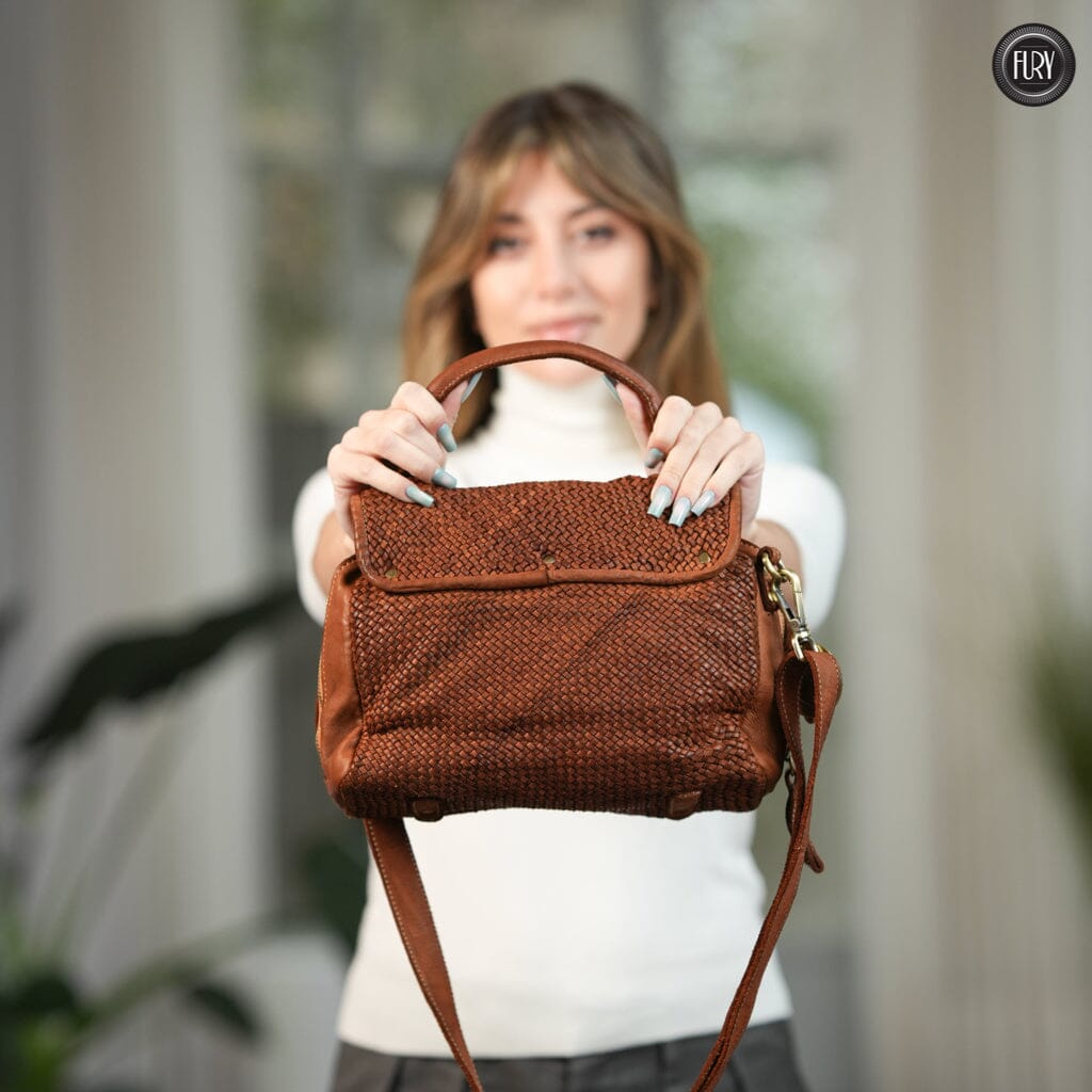 Borsa Siena Maxi in pelle intrecciata Fury