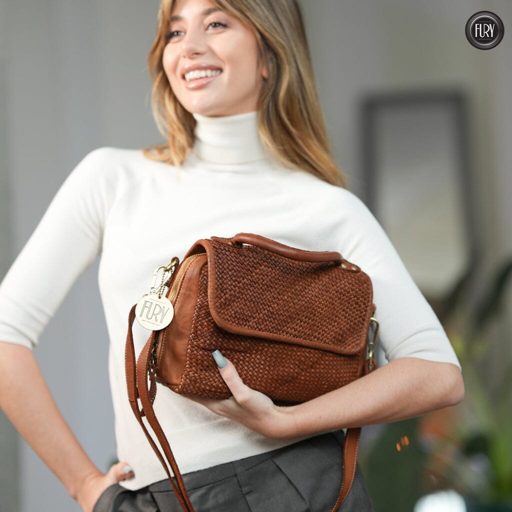 Borsa Siena Maxi in pelle intrecciata Fury