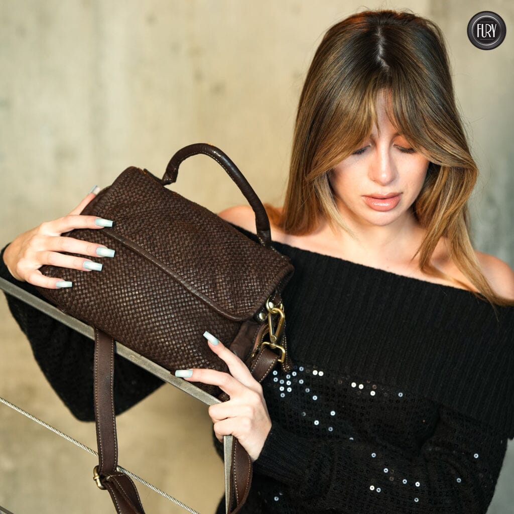 Borsa Siena Maxi in pelle intrecciata Fury