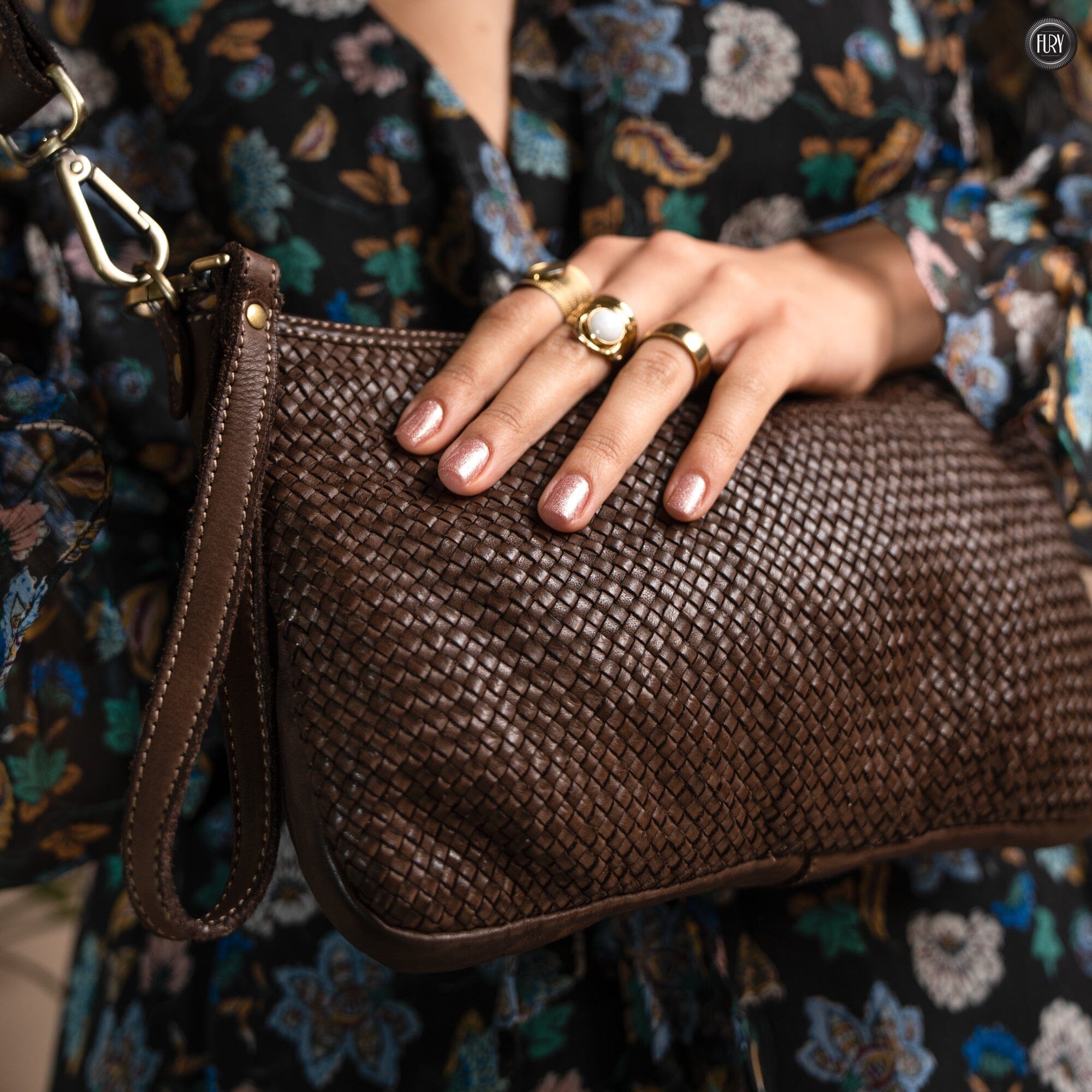 Pochette Diana in pelle intrecciata Fury