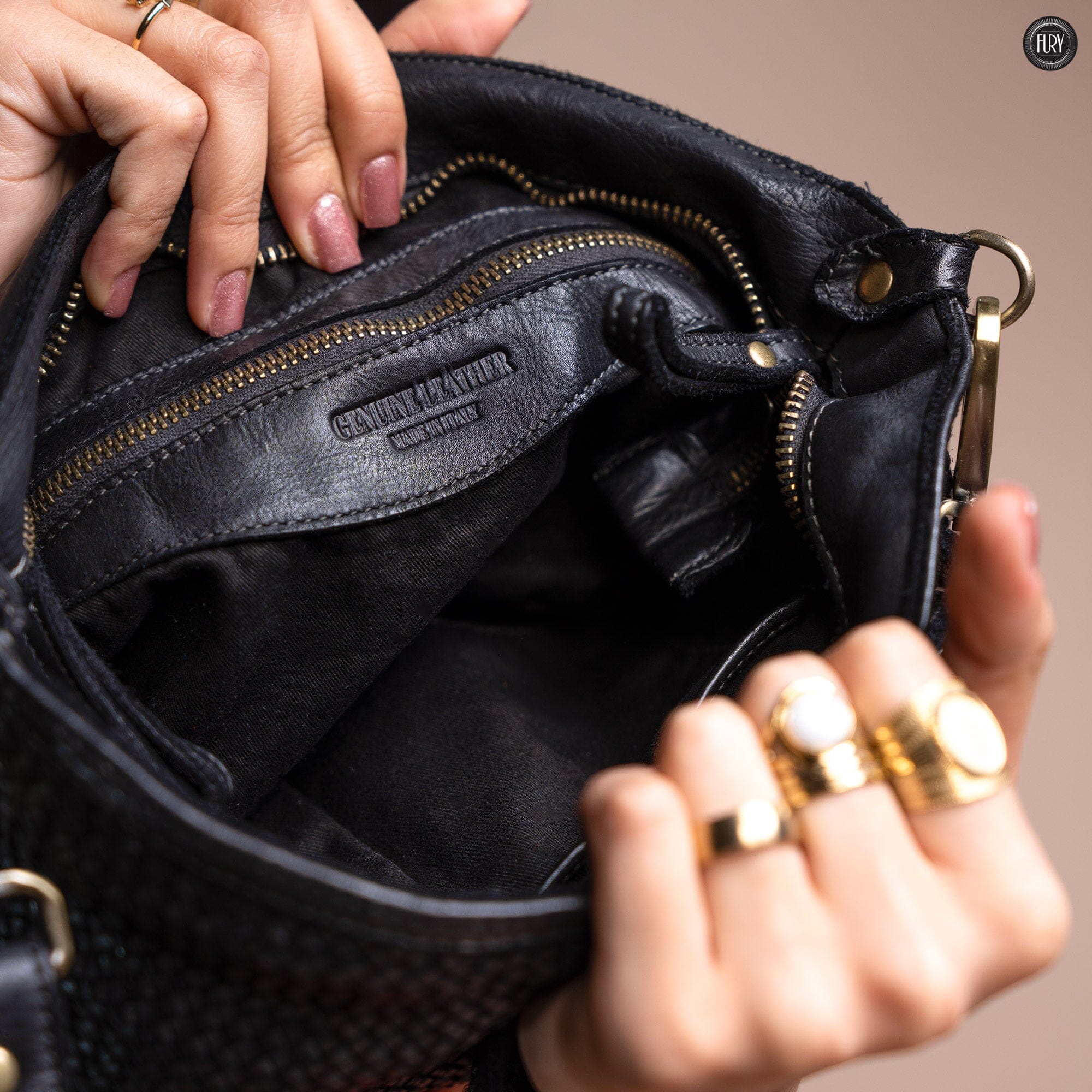 Pochette Diana in pelle intrecciata Fury