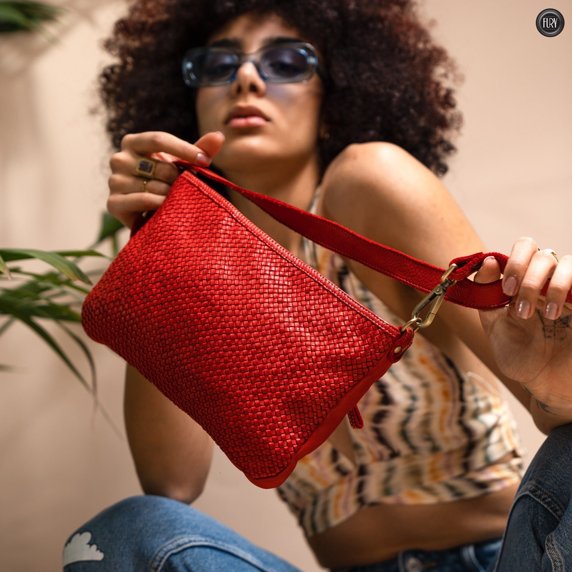 Pochette Diana in pelle intrecciata Fury