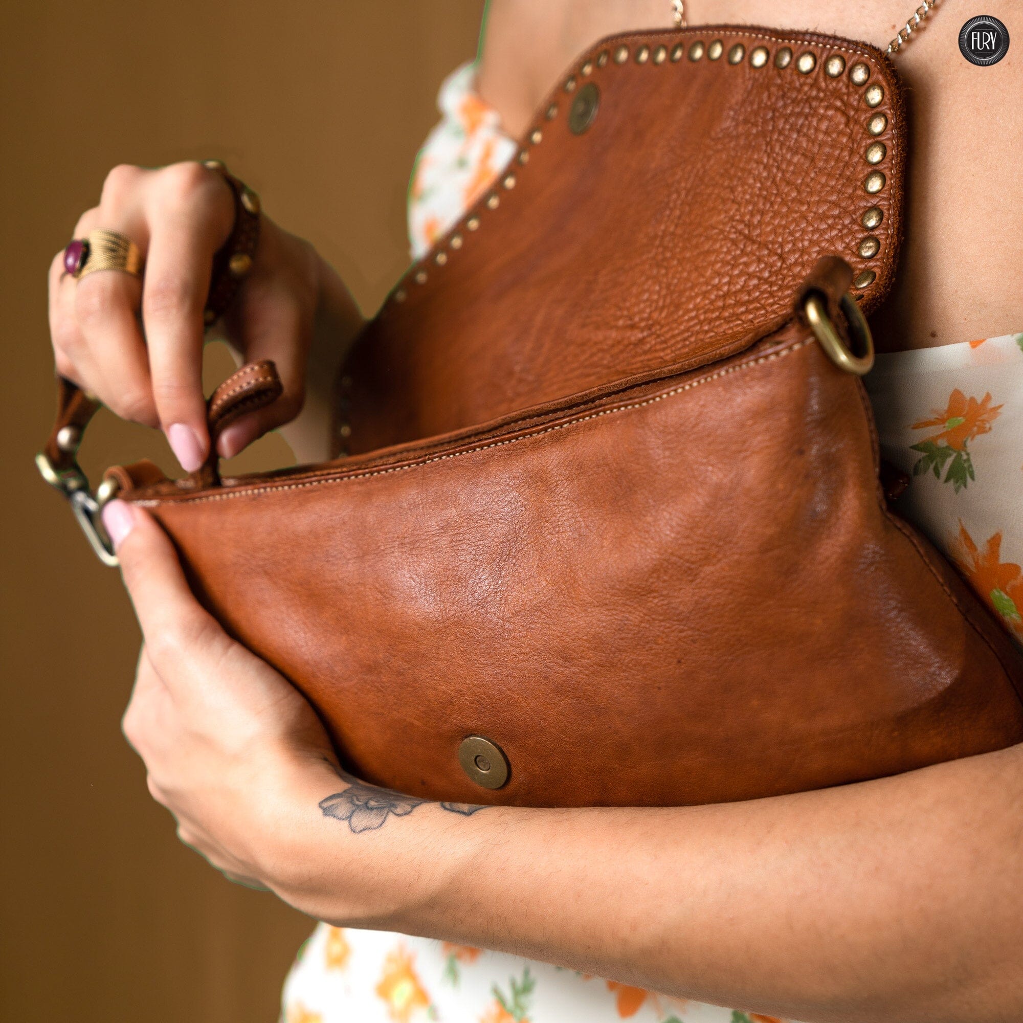 Pochette large in pelle Fury Bags