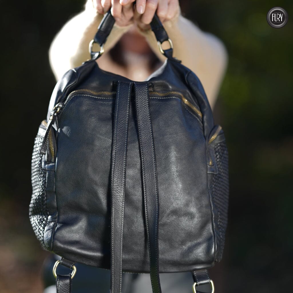 Zainetto multitasche in pelle intrecciata Fury