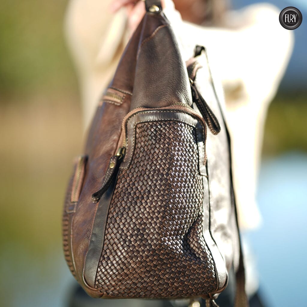 Zainetto multitasche in pelle intrecciata Fury