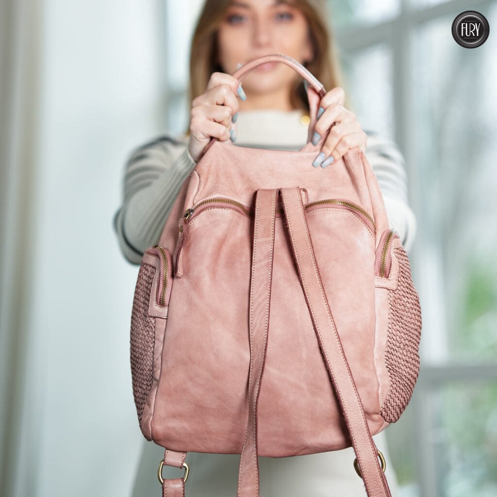 Zainetto multitasche in pelle intrecciata Fury