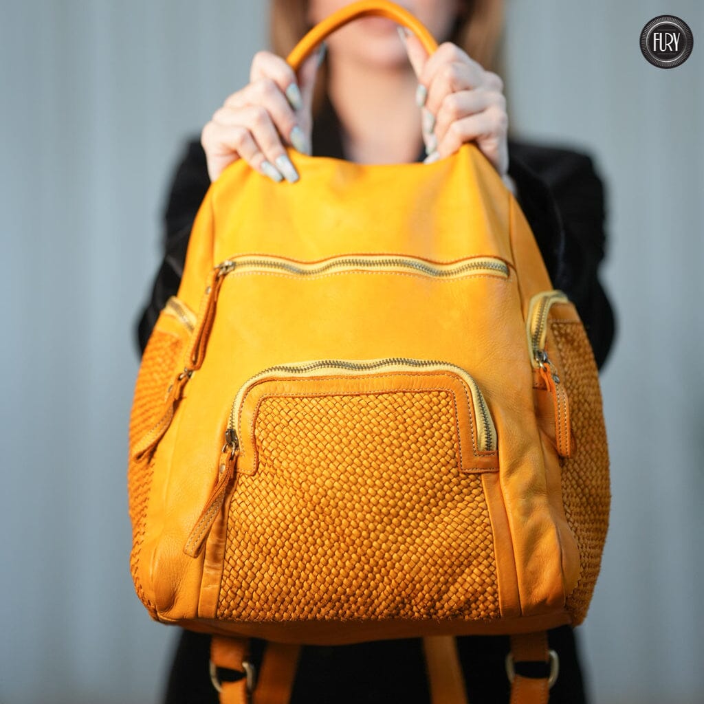 Zainetto multitasche in pelle intrecciata Fury