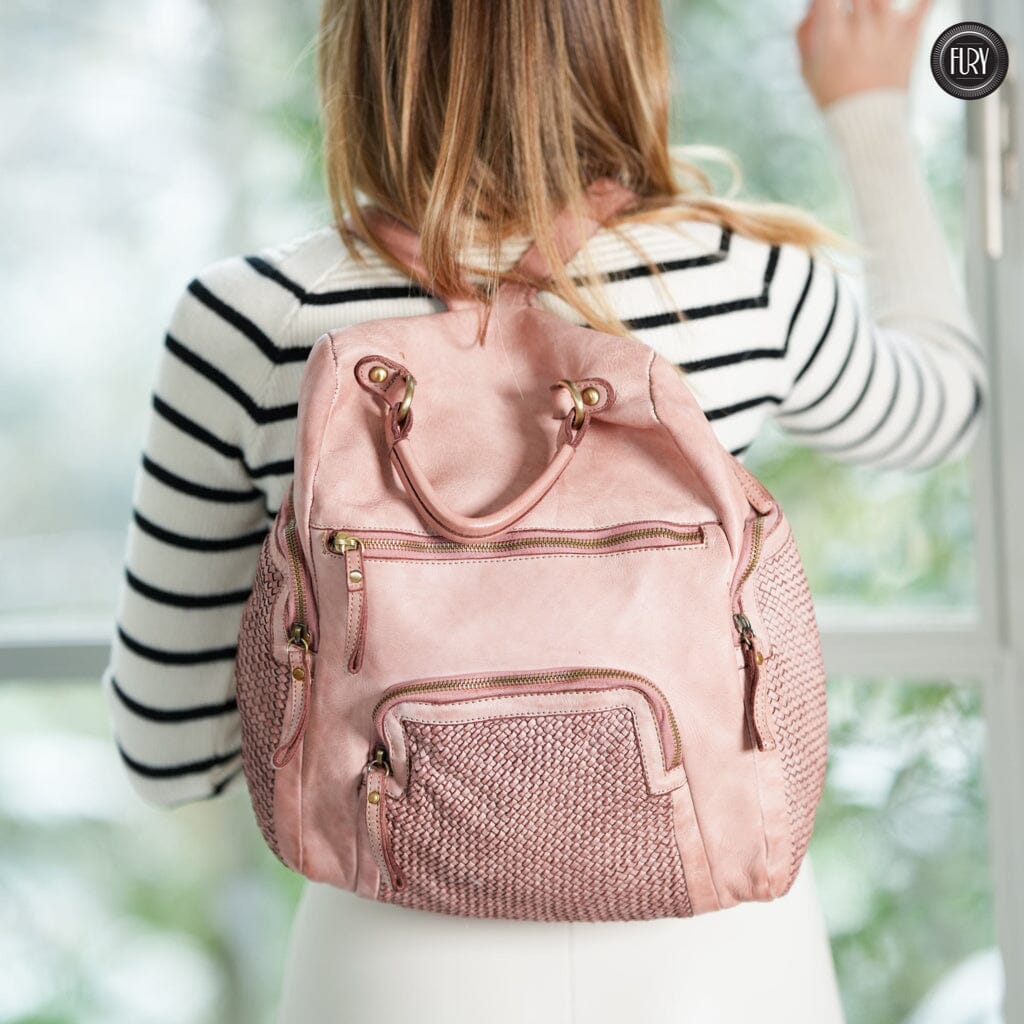 Zainetto multitasche in pelle intrecciata Fury