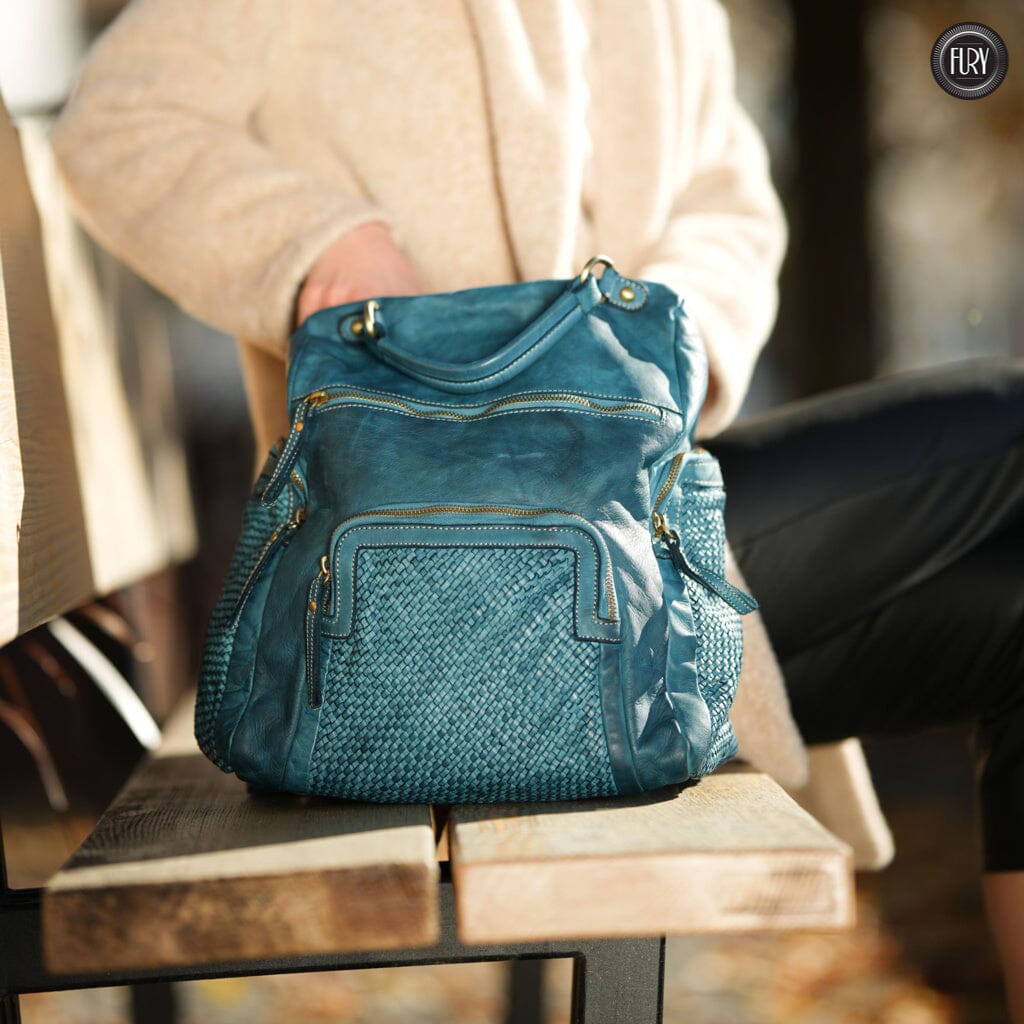 Zainetto multitasche in pelle intrecciata Fury