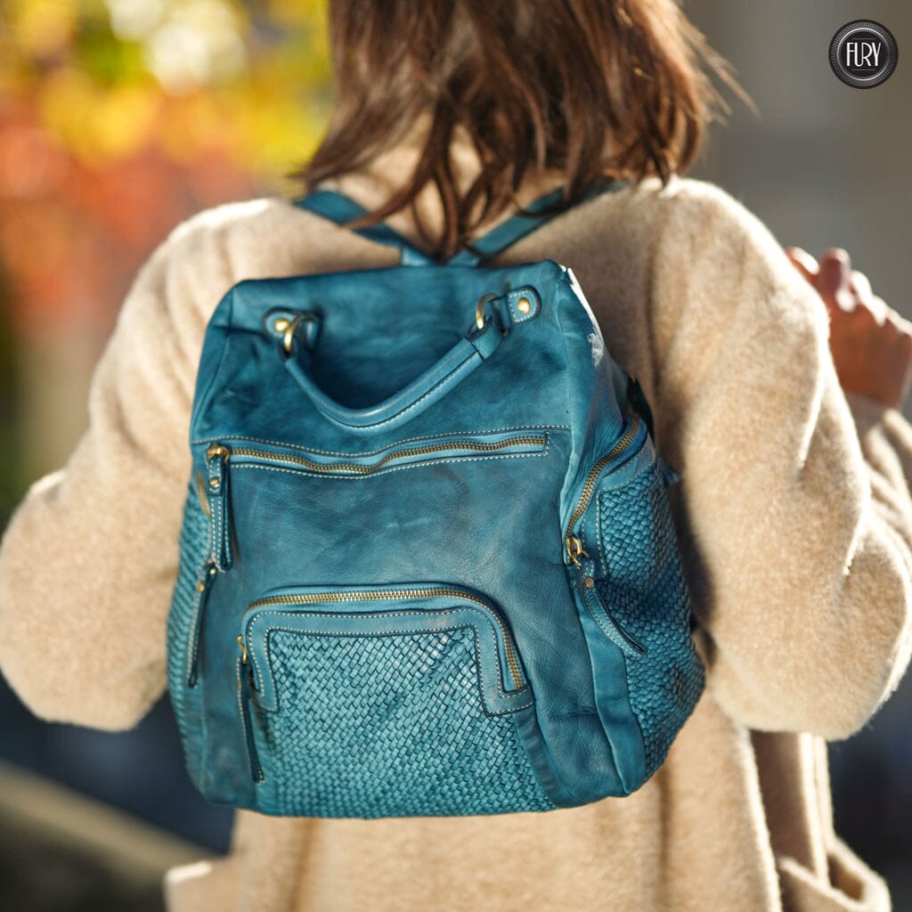 Zainetto multitasche in pelle intrecciata Fury