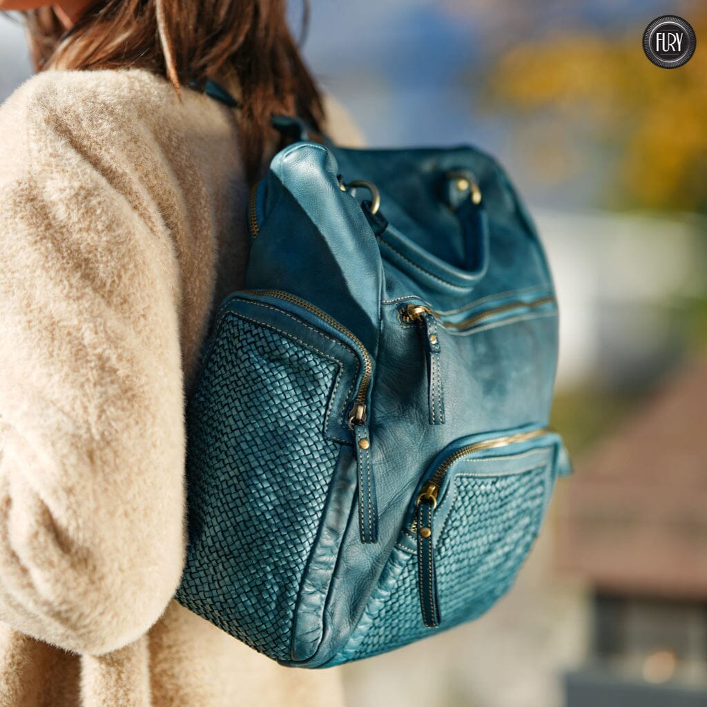 Zainetto multitasche in pelle intrecciata Fury