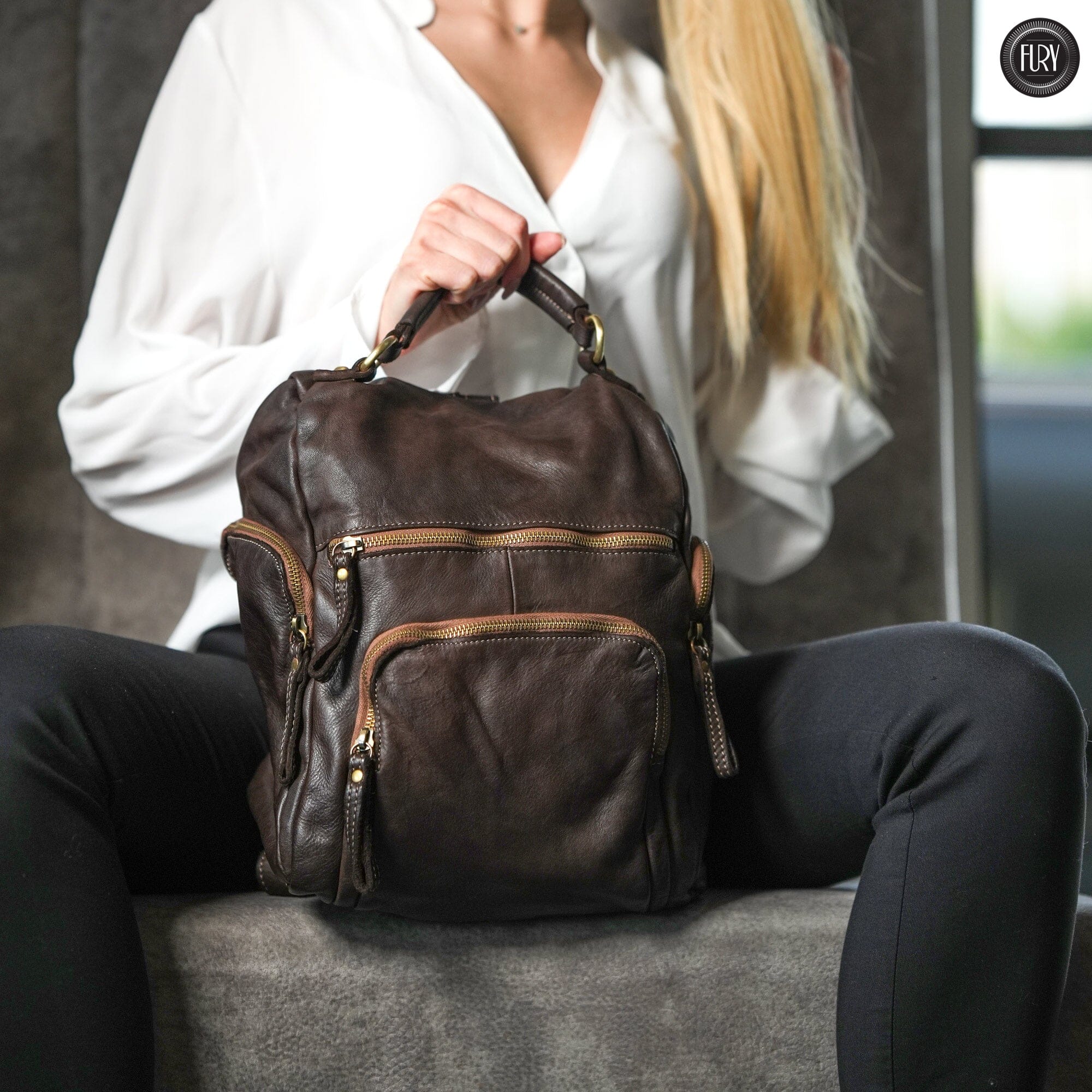 Zainetto multitasche in pelle Fury Bags