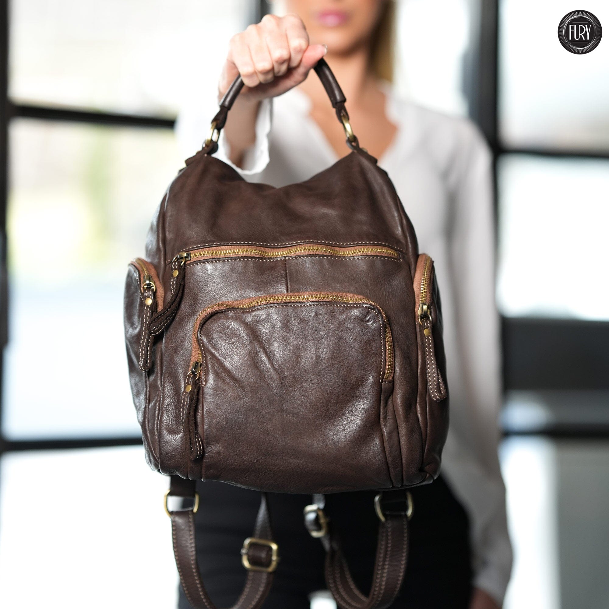 Zainetto multitasche in pelle Fury Bags