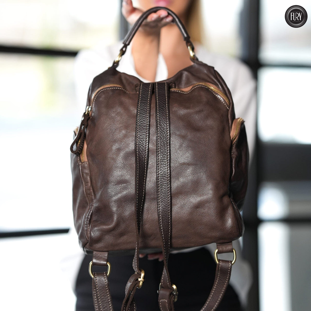 Zainetto multitasche in pelle Fury Bags