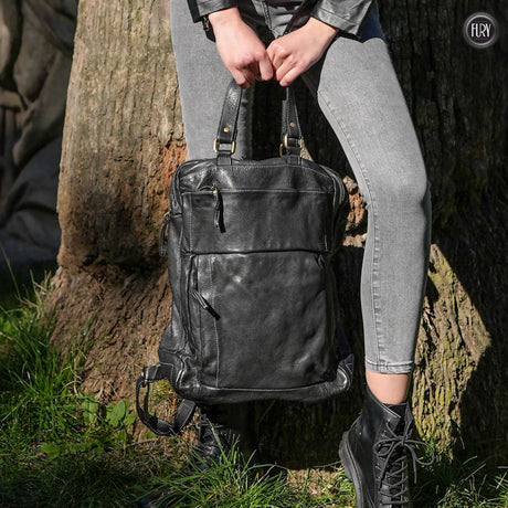 Zaino Daily unisex in pelle Fury Bags#colore_nero