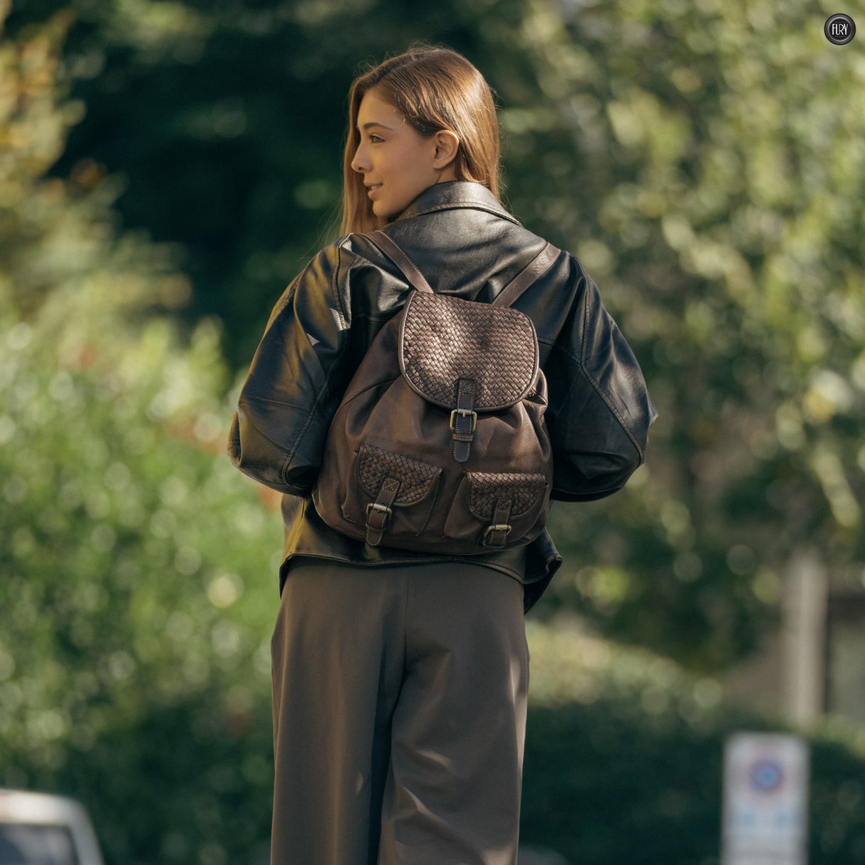 Zaino Lorenzo in pelle intrecciata