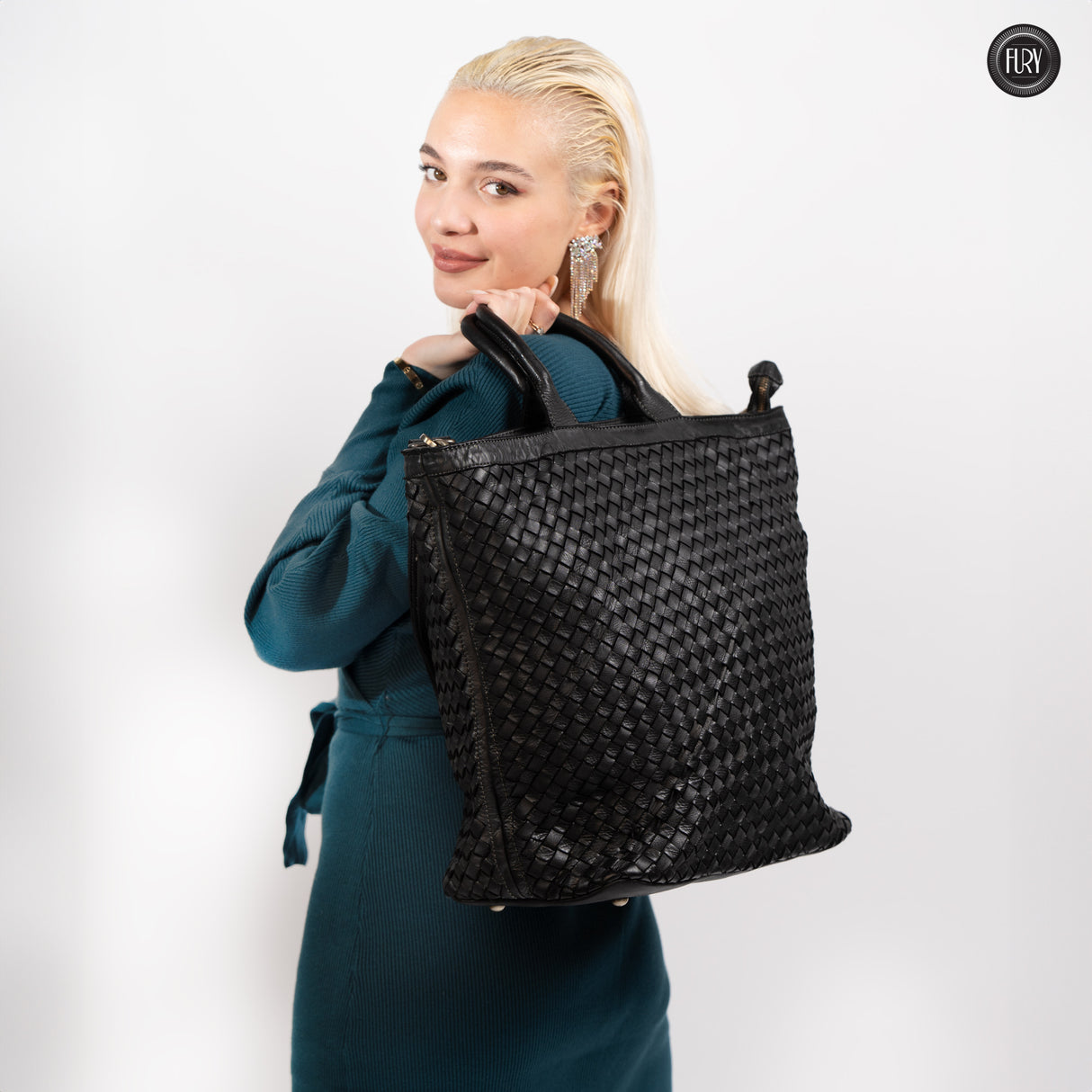 Virginia maxi bag in woven leather