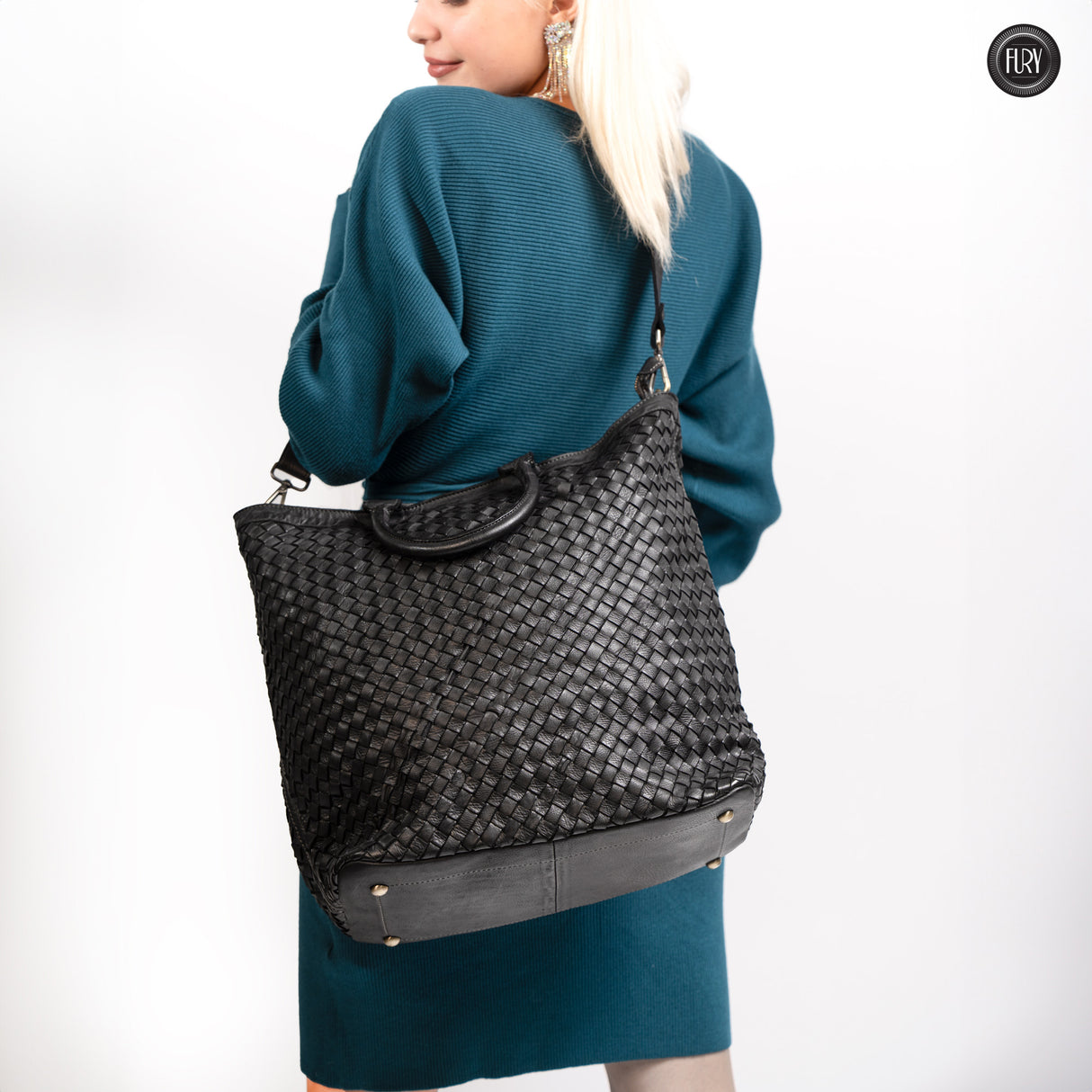 Virginia maxi bag in woven leather