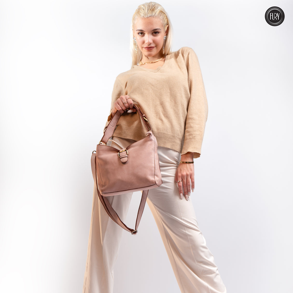 Sandy leather handbag