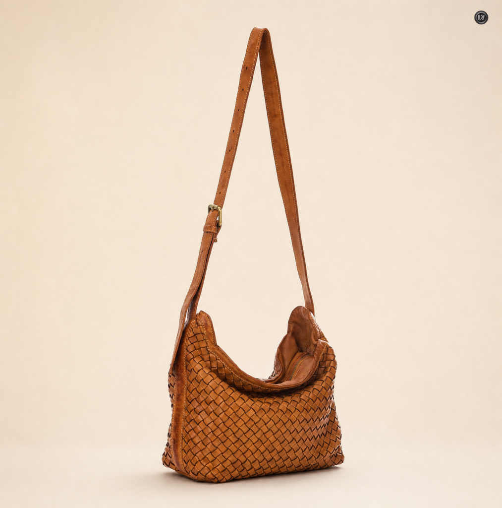 Borsa Fiamma in pelle intrecciata