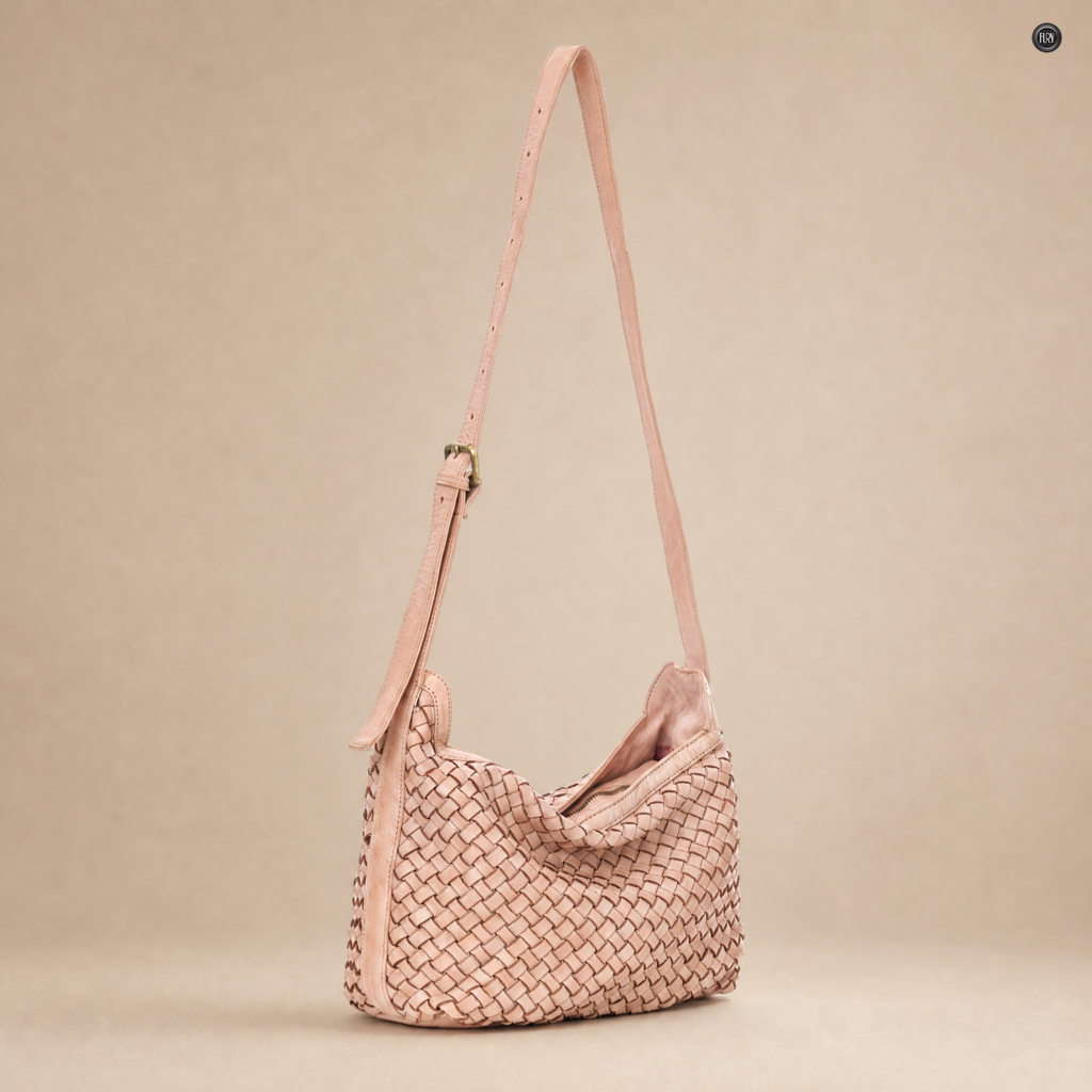Borsa Fiamma in pelle intrecciata