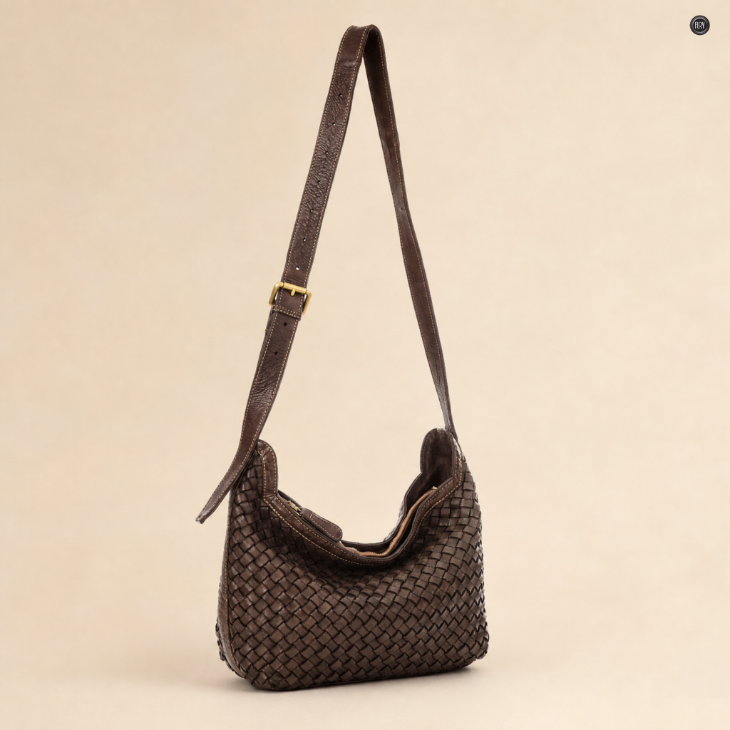 Borsa Fiamma in pelle intrecciata