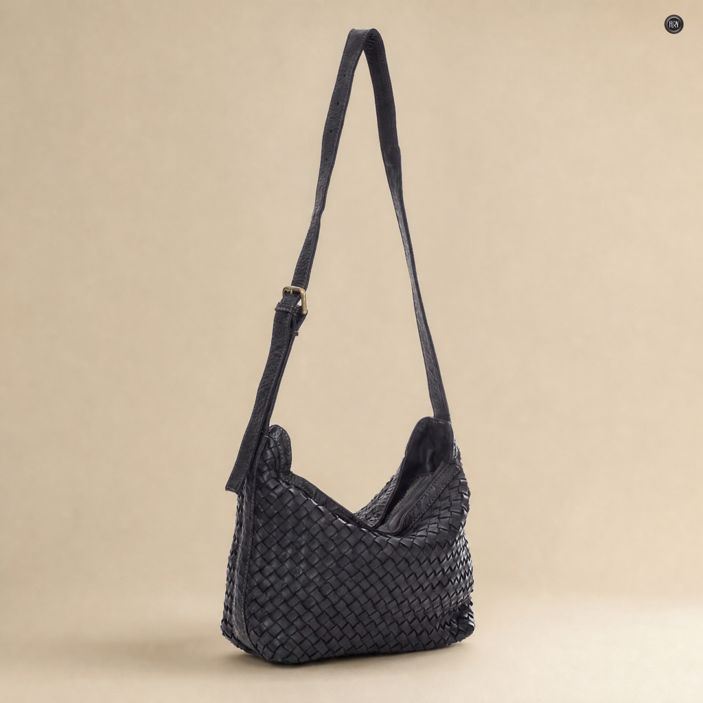 Borsa Fiamma in pelle intrecciata