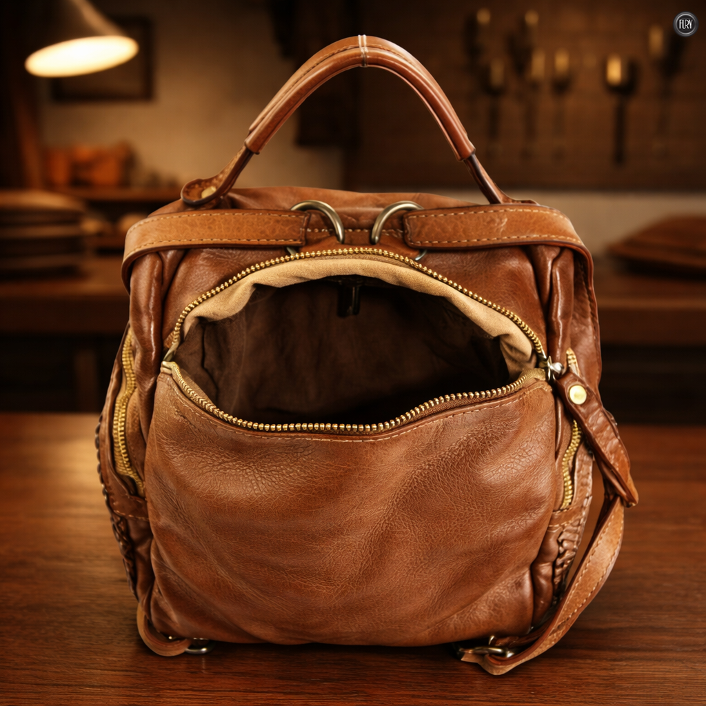 Zainetto Volterra reversibile in pelle intrecciata