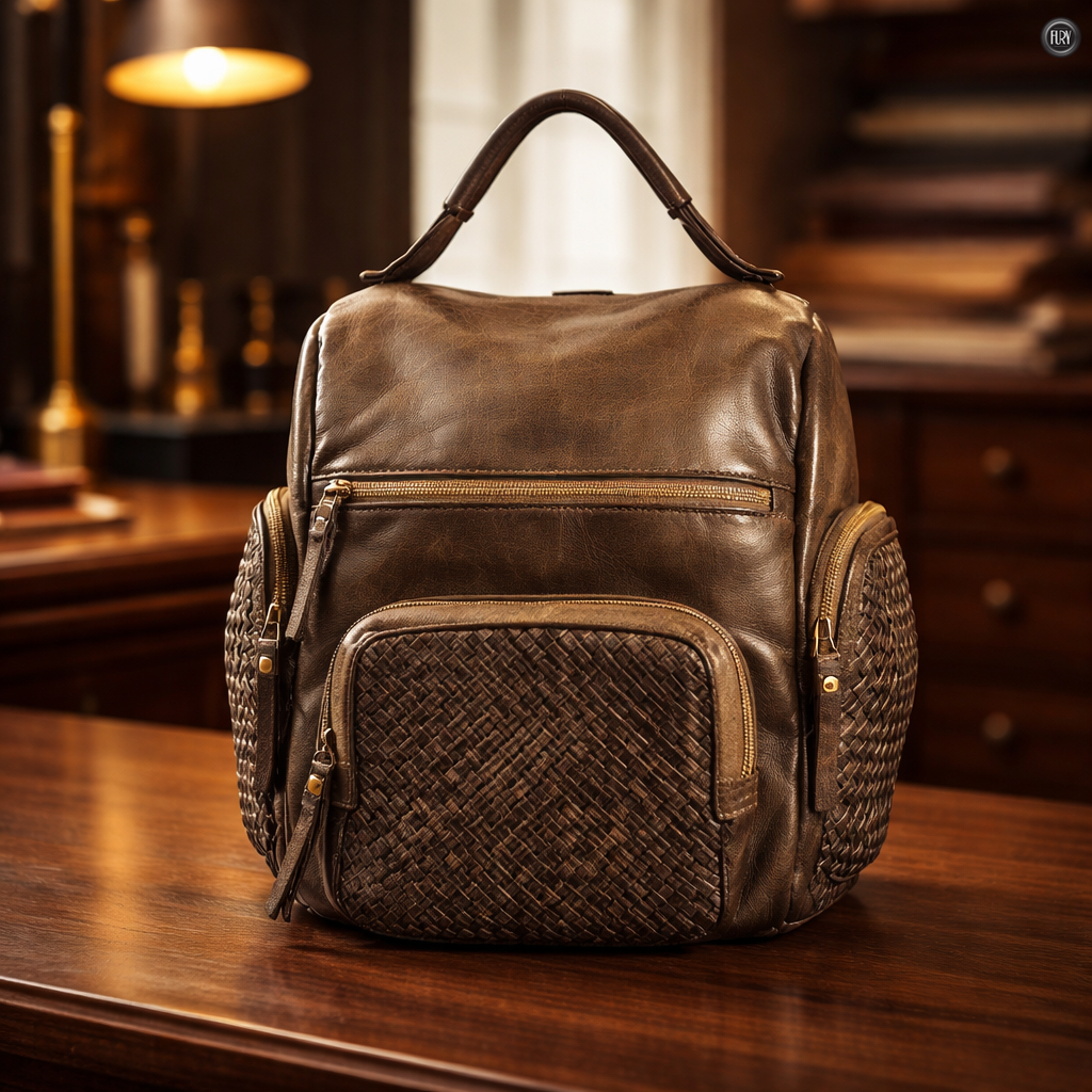 Zainetto Volterra reversibile in pelle intrecciata