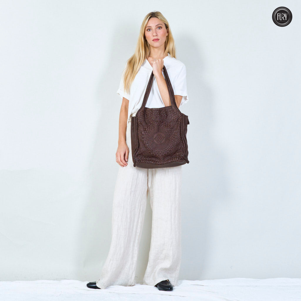 Borsa Elettra in pelle intrecciata